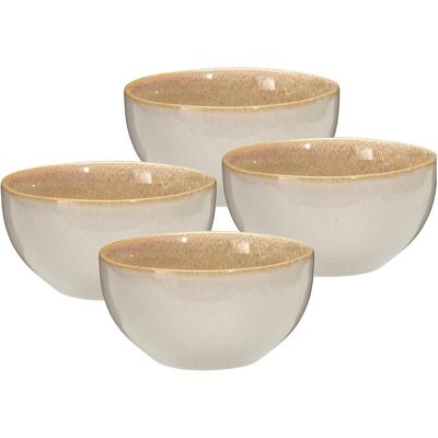 Excellent Houseware Hochwertiges 4er-Set Steinzeug-Schalen 580ml in Sandfarbe, Saladier + bol, Beige - Publicité Excellent Houseware Hochwertiges 4er-Set Steinzeug-Schalen 580ml in Sandfarbe, Saladier + bol, Beige - Publicité
