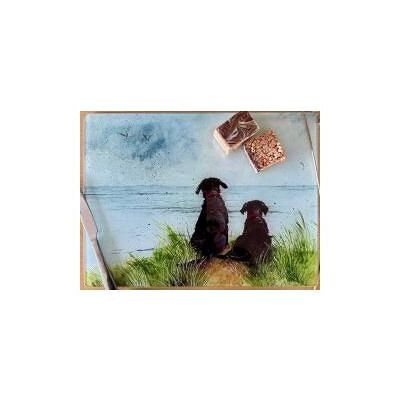 Alex Clark Art, Dessous de plat + sous-verre, Dekorative Glasplatte „Hunde in den Dünen“ - Publicité Alex Clark Art, Dessous de plat + sous-verre, Dekorative Glasplatte „Hunde in den Dünen“ - Publicité