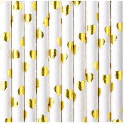 Partydeco Paille en papier - Coeurs Or (10p.), Pailles, Or, Blanc - Publicité Partydeco Paille en papier - Coeurs Or (10p.), Pailles, Or, Blanc - Publicité