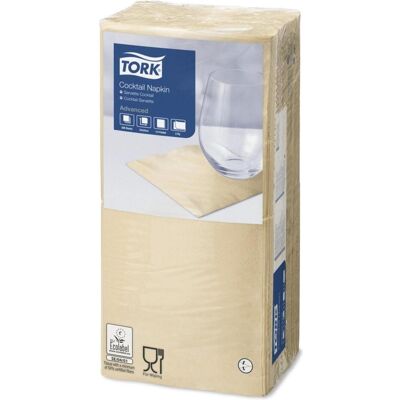 Tork, Serviettes de table, Serviettes 24x24 cm 2 plis sable,200 pcs/pk (200 pcs, 24 x 24 cm) - Publicité Tork, Serviettes de table, Serviettes 24x24 cm 2 plis sable,200 pcs/pk (200 pcs, 24 x 24 cm) - Publicité