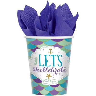 Amscan, Vaisselle de pique-nique, 8 gobelets Mermaid Wishes papier 250 ml (8x) - Publicité Amscan, Vaisselle de pique-nique, 8 gobelets Mermaid Wishes papier 250 ml (8x) - Publicité