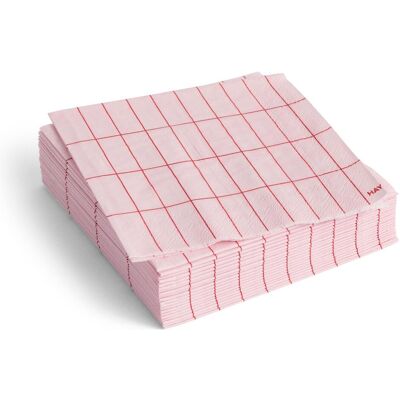 HAY, Serviettes de table, - Pattern Cocktail-Servietten - 20er-Set - Hellrosa & Rotes Gitter (20 pcs, 12.50 x 12.50 cm) - Publicité HAY, Serviettes de table, - Pattern Cocktail-Servietten - 20er-Set - Hellrosa & Rotes Gitter (20 pcs, 12.50 x 12.50 cm) - Publicité