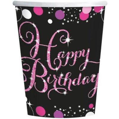 Amscan, Vaisselle de pique-nique, Gobelets d'anniversaire roses (8x) - Publicité Amscan, Vaisselle de pique-nique, Gobelets d'anniversaire roses (8x) - Publicité