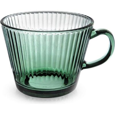 Orion Grand verre à anse pour café, thé et tisane, strié, 420 ml, Tasse, Vert - Publicité Orion Grand verre à anse pour café, thé et tisane, strié, 420 ml, Tasse, Vert - Publicité