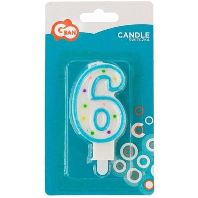 GoDan, Bougie, Kerze Nummer 6 mit Punkten, 7,5 cm (1 pcs) - Publicité GoDan, Bougie, Kerze Nummer 6 mit Punkten, 7,5 cm (1 pcs) - Publicité