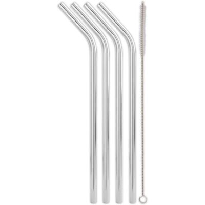 Weis Paille à boire en acier inoxydable coudée - Ensemble 4, Pailles, Argent - Publicité Weis Paille à boire en acier inoxydable coudée - Ensemble 4, Pailles, Argent - Publicité