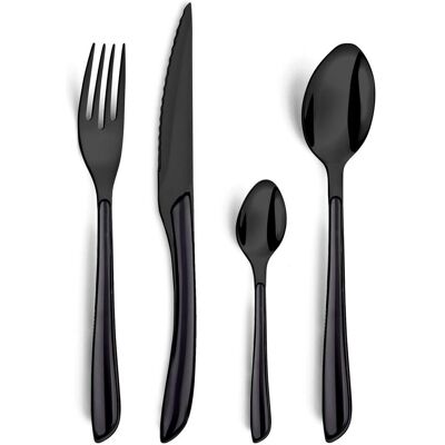 Amefa Lumino 1422 - 16 pcs Cutlery Set (Bright Black PVD - Black handle), Couverts, Noir - Publicité Amefa Lumino 1422 - 16 pcs Cutlery Set (Bright Black PVD - Black handle), Couverts, Noir - Publicité