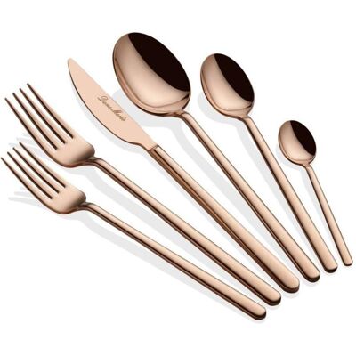 Hermia Allegra Titanium Cutlery Set (36 Pieces), Couverts, Or, Rose - Publicité Hermia Allegra Titanium Cutlery Set (36 Pieces), Couverts, Or, Rose - Publicité