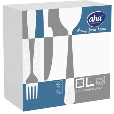 Aha, Serviettes de table, Serviettes AFH, 3 plis, pliage 1/4, 40x40cm, 100 pièces, blanc (100 pcs, 40 x 40 cm) - Publicité Aha, Serviettes de table, Serviettes AFH, 3 plis, pliage 1/4, 40x40cm, 100 pièces, blanc (100 pcs, 40 x 40 cm) - Publicité