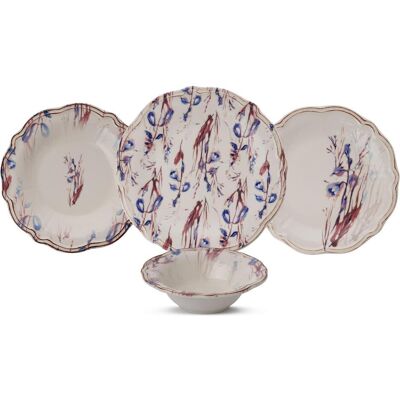 Hermia, Set de vaisselle, Violet Leaf Dinner Set 24 Pieces (24 pcs) - Publicité Hermia, Set de vaisselle, Violet Leaf Dinner Set 24 Pieces (24 pcs) - Publicité