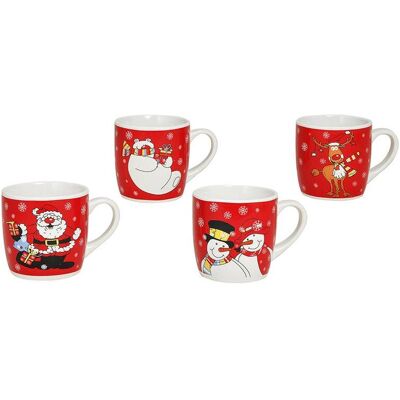 G. Wurm Gobelet rouge avec motifs de Noël en céramique, 4 compartiments (L/H/P) 11x8x8 cm, 200ml, Tasse, Rouge - Publicité G. Wurm Gobelet rouge avec motifs de Noël en céramique, 4 compartiments (L/H/P) 11x8x8 cm, 200ml, Tasse, Rouge - Publicité