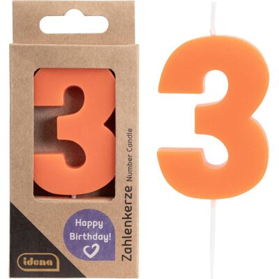 Idena, Bougie, Bougie numérotée 3 orange (1 pcs) - Publicité Idena, Bougie, Bougie numérotée 3 orange (1 pcs) - Publicité