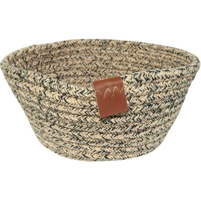 Natura Punto - BrotkorbBaumwollseil - Beige-Noir Mélange - Coton-Cuir - bread basket - Publicité Natura Punto - BrotkorbBaumwollseil - Beige-Noir Mélange - Coton-Cuir - bread basket - Publicité
