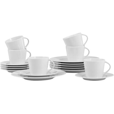 Esmeyer, Set de vaisselle, Kaffeeservice ISTA, 18-teilig, je 6 Kaffeetassen, Untertassen, Dessertteller, Porzellan, weiss - Publicité Esmeyer, Set de vaisselle, Kaffeeservice ISTA, 18-teilig, je 6 Kaffeetassen, Untertassen, Dessertteller, Porzellan, weiss - Publicité