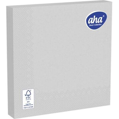 Aha, Serviettes de table, Serviettes, 3 plis, pliage 1/4, 33x33cm, 20 pièces, argenté (20 pcs, 33 x 33 cm) - Publicité Aha, Serviettes de table, Serviettes, 3 plis, pliage 1/4, 33x33cm, 20 pièces, argenté (20 pcs, 33 x 33 cm) - Publicité