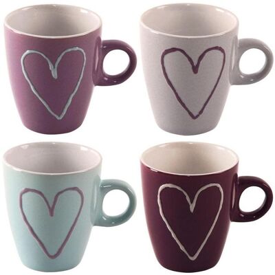 Orion Kubek ceramiczny w serca zestaw kubków do kawy herbaty 4 sztuki 230 ml, Tasse, Violet - Publicité Orion Kubek ceramiczny w serca zestaw kubków do kawy herbaty 4 sztuki 230 ml, Tasse, Violet - Publicité