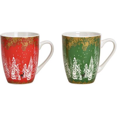 G. Wurm Mug Forêt d'Hiver Décor en porcelaine Rouge, vert 2 fois, (L/H/P) 11x10x8cm 340ml, Tasse, Rouge - Publicité G. Wurm Mug Forêt d'Hiver Décor en porcelaine Rouge, vert 2 fois, (L/H/P) 11x10x8cm 340ml, Tasse, Rouge - Publicité