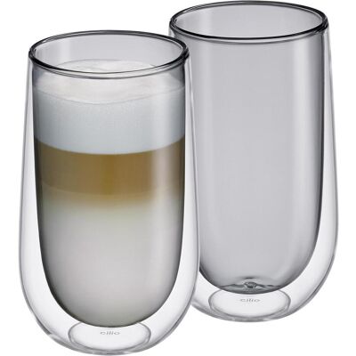 Cilio Latte Macchiato-Glas VERONA, grau, Tasse, Gris - Publicité Cilio Latte Macchiato-Glas VERONA, grau, Tasse, Gris - Publicité