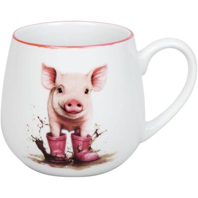 Könitz Kuschelbecher Taps.Schweinchen, Tasse, Rose, Multicolore, Blanc - Publicité Könitz Kuschelbecher Taps.Schweinchen, Tasse, Rose, Multicolore, Blanc - Publicité