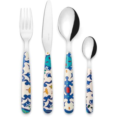 Ensemble de couverts GUZZINI Flower&Lemon 24 pièces Bleu Méditerranée - Publicité Ensemble de couverts GUZZINI Flower&Lemon 24 pièces Bleu Méditerranée - Publicité
