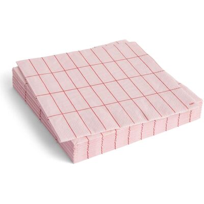 HAY, Serviettes de table, - Pattern Dinner Napkins - Set of 20 - Light Pink & Red Grid (20 pcs) - Publicité HAY, Serviettes de table, - Pattern Dinner Napkins - Set of 20 - Light Pink & Red Grid (20 pcs) - Publicité
