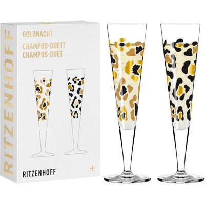 Ritzenhoff Goldnacht Champus-Duett (A. Vasconcelos) H25, Verres à vin, Multicolore - Publicité Ritzenhoff Goldnacht Champus-Duett (A. Vasconcelos) H25, Verres à vin, Multicolore - Publicité