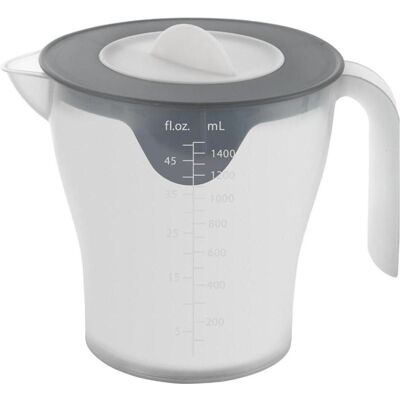 Metaltex Gobelet mesureur/agitateur avec couvercle anti-éclaboussures gradué et bec verseur 1,5 l, Verre mesureur, Gris, Transparent - Publicité Metaltex Gobelet mesureur/agitateur avec couvercle anti-éclaboussures gradué et bec verseur 1,5 l, Verre mesureur, Gris, Transparent - Publicité