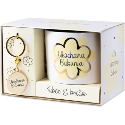 Cardie Becher + Schlüsselanhänger-Set für Oma mit geliebter Oma, Tasse, Or, Blanc, Jaune - Publicité Cardie Becher + Schlüsselanhänger-Set für Oma mit geliebter Oma, Tasse, Or, Blanc, Jaune - Publicité