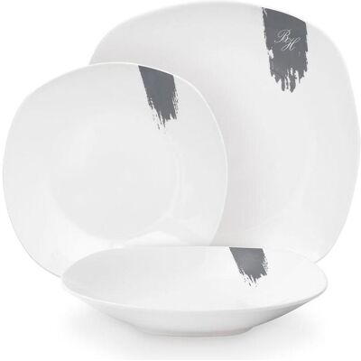 BerlingerHaus Haus 18-teiliges Tellerset Aspen Collection, Assiettes, Blanc, Gris - Publicité BerlingerHaus Haus 18-teiliges Tellerset Aspen Collection, Assiettes, Blanc, Gris - Publicité