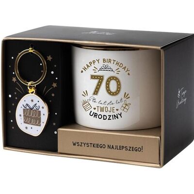 Be happy gifts Weiss-goldenes Geschenkset zum 70. Geburtstag, Tasse, Or, Blanc - Publicité Be happy gifts Weiss-goldenes Geschenkset zum 70. Geburtstag, Tasse, Or, Blanc - Publicité