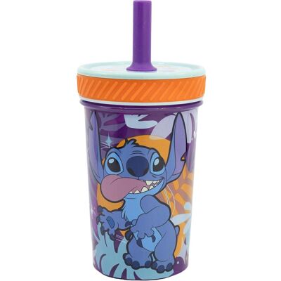 Stor, Vaisselle + couverts pour enfants, Stitch "Aloha" - Drop Safe - Auslaufsicherer Becher mit Silikonstrohhalm (370 ml) - Publicité Stor, Vaisselle + couverts pour enfants, Stitch "Aloha" - Drop Safe - Auslaufsicherer Becher mit Silikonstrohhalm (370 ml) - Publicité