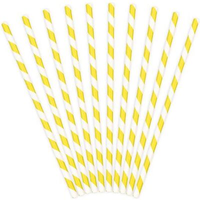 Partydeco Paille rayée jaune, Pailles, Jaune - Publicité Partydeco Paille rayée jaune, Pailles, Jaune - Publicité
