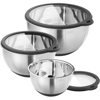 Küchenprofi Set de saladiers 3 pièces avec, Saladier + bol, Argent - Publicité Küchenprofi Set de saladiers 3 pièces avec, Saladier + bol, Argent - Publicité