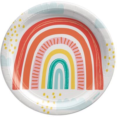 Amscan, Vaisselle de pique-nique, 8 assiettes Retro Rainbow rondes papier 23 cm (12x) - Publicité Amscan, Vaisselle de pique-nique, 8 assiettes Retro Rainbow rondes papier 23 cm (12x) - Publicité