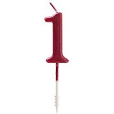 Ibili, Bougie, Kerze rot 9,5 cm Nr. 1 Kleine Flamme zum Anzünden (1 pcs) - Publicité Ibili, Bougie, Kerze rot 9,5 cm Nr. 1 Kleine Flamme zum Anzünden (1 pcs) - Publicité