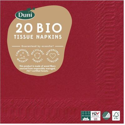 Duni, Serviettes de table, Unifarbig (20 pcs, 24 x 24 cm) - Publicité Duni, Serviettes de table, Unifarbig (20 pcs, 24 x 24 cm) - Publicité
