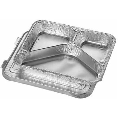 Conteneur alimentaire en aluminium Papstar 3 compartiments - 760ml - 50 pcs - Publicité Conteneur alimentaire en aluminium Papstar 3 compartiments - 760ml - 50 pcs - Publicité