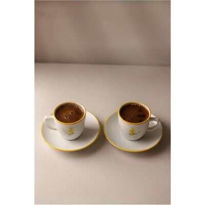 Hermia Mmimoza Coffee Cup Set (4 Pieces), Tasse, Blanc, Jaune - Publicité Hermia Mmimoza Coffee Cup Set (4 Pieces), Tasse, Blanc, Jaune - Publicité