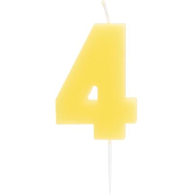 Idena, Bougie, Bougie numérotée 4 jaune (1 pcs) - Publicité Idena, Bougie, Bougie numérotée 4 jaune (1 pcs) - Publicité