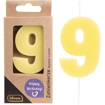 Idena, Bougie, Bougie numérotée 9 jaune (1 pcs) - Publicité Idena, Bougie, Bougie numérotée 9 jaune (1 pcs) - Publicité
