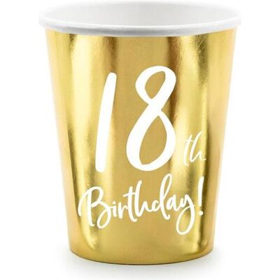 Partydeco, Vaisselle de pique-nique, Gobelet en carton de fête 18e anniversaire 6 pièces (6x) - Publicité Partydeco, Vaisselle de pique-nique, Gobelet en carton de fête 18e anniversaire 6 pièces (6x) - Publicité