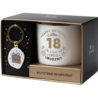 Burga Weiss-goldenes Geschenkset zum 18. Geburtstag, Tasse, Blanc, Or - Publicité Burga Weiss-goldenes Geschenkset zum 18. Geburtstag, Tasse, Blanc, Or - Publicité