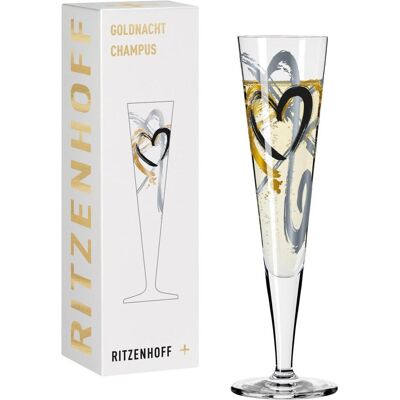 Ritzenhoff Flûte à champagne Goldnacht no1 (coeurs), Verres à vin, Multicolore, Transparent, Noir, Or - Publicité Ritzenhoff Flûte à champagne Goldnacht no1 (coeurs), Verres à vin, Multicolore, Transparent, Noir, Or - Publicité