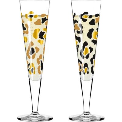 Ritzenhoff Goldnacht Champus-Duett (A. Vasconcelos) H25, Verres à vin, Multicolore - Publicité Ritzenhoff Goldnacht Champus-Duett (A. Vasconcelos) H25, Verres à vin, Multicolore - Publicité