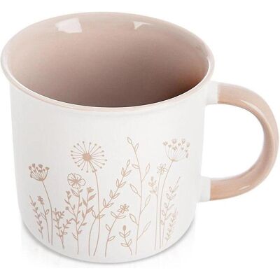 Orion Kubek Porcelanowy 400 ml Kwiaty Biały z Beżowym Wnętrzem do Zmywarki, Tasse, Blanc, Beige - Publicité Orion Kubek Porcelanowy 400 ml Kwiaty Biały z Beżowym Wnętrzem do Zmywarki, Tasse, Blanc, Beige - Publicité