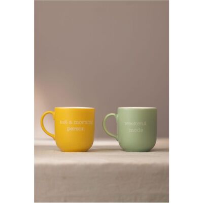 Hermia Mottolu Mug Set (2 Pieces), Tasse, Vert, Jaune - Publicité Hermia Mottolu Mug Set (2 Pieces), Tasse, Vert, Jaune - Publicité