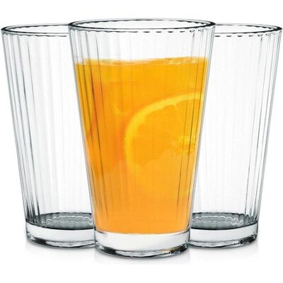Excellent Houseware Szklanki Zestaw 3 szt. 270 ml Wysokie Zdobione, Verres, Transparent - Publicité Excellent Houseware Szklanki Zestaw 3 szt. 270 ml Wysokie Zdobione, Verres, Transparent - Publicité