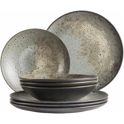 Ensemble de Vaisselle Mäser Carellia - 8 Pièces, Gris, pour 4 Personnes - Publicité Ensemble de Vaisselle Mäser Carellia - 8 Pièces, Gris, pour 4 Personnes - Publicité