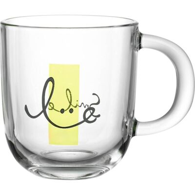 Leonardo GK/Tasse 400ml smile EMOZIONE, Tasse, Transparent, Noir, Jaune - Publicité Leonardo GK/Tasse 400ml smile EMOZIONE, Tasse, Transparent, Noir, Jaune - Publicité