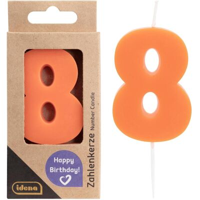 Idena, Bougie, Bougie numérotée 8 orange (1 pcs) - Publicité Idena, Bougie, Bougie numérotée 8 orange (1 pcs) - Publicité